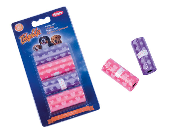 NOBBY TidyUp Kotbeutel mit Herzchendruck, 4 Rollen