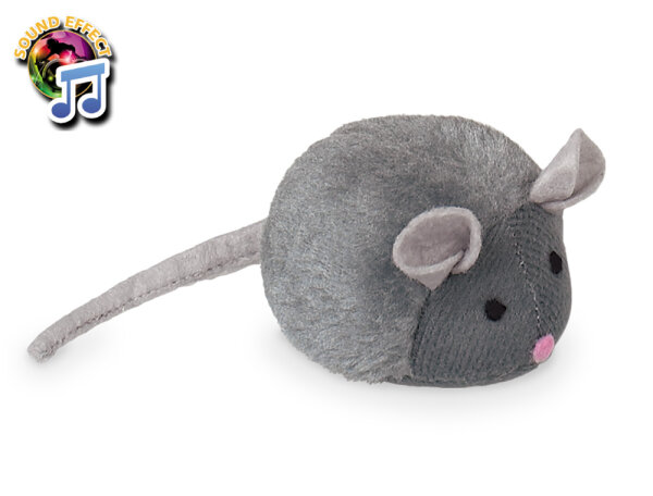 NOBBY Plüsch Maus mit Stimme, grau, 8 cm