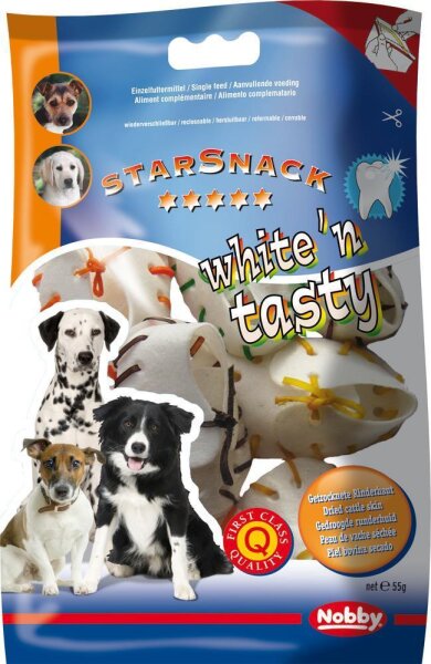 Hunde - Kauartikel NOBBY White´n Tasty Kauschuh bunt, 7,5 cm