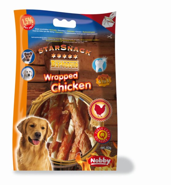 Hunde - Leckerli NOBBY StarSnack Barbecue Wrapped Chicken, 113 g, 12,5 cm