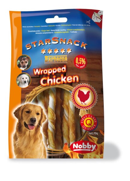 Hunde - Leckerli NOBBY StarSnack Barbecue Wrapped Chicken, 70 g