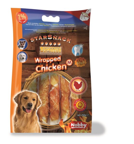 Hunde - Leckerli NOBBY StarSnack Barbecue Wrapped Chicken, M ,13 cm