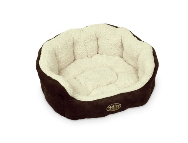 NOBBY Komfortbett oval "TAIKA", braun / wollweiß