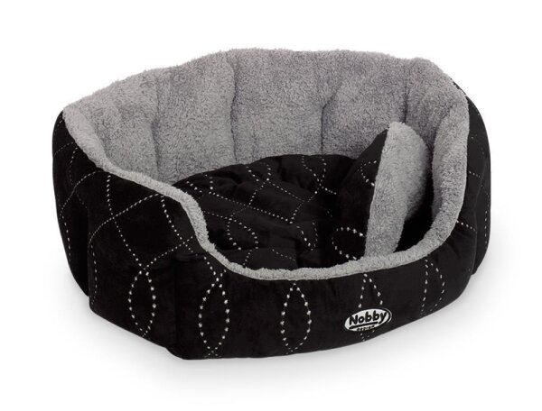 NOBBY Komfort Bett oval "CENO", schwarz/grau, 45 x 40 x 19  cm