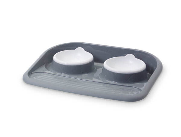 NOBBY Futterstation "Butler", grau, 2 x 300 ml