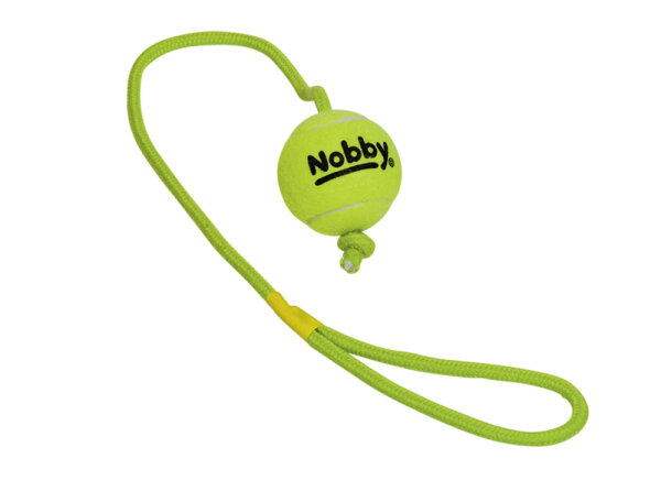 NOBBY Tennisball mit Wurfschlaufe, Ø 6,5 cm, Seil: 70 cm