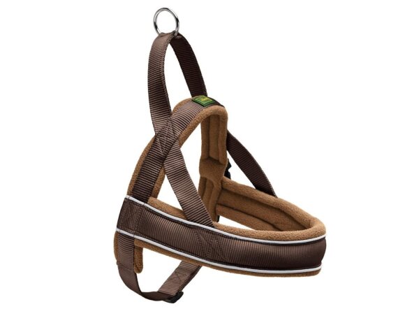 HUNTER Racing Norwegergeschirr mit breiter Fleece-Polsterung, braun/cognac, S, Halsumfang 32 cm, Bauch 42 - 53 cm, Breite 2,0 cm