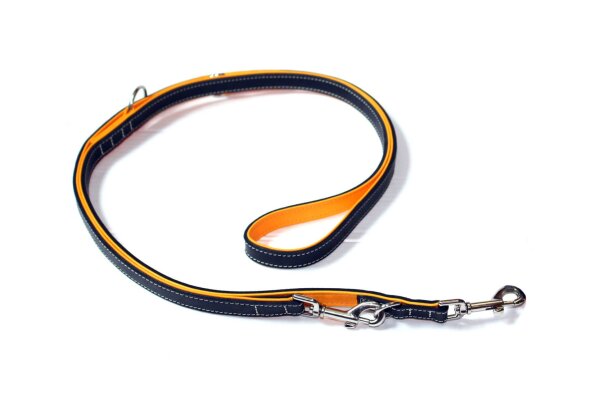 WOLTERS Führleine Terranova Fettleder Schwarz/Mango 125 cm x12 mm
