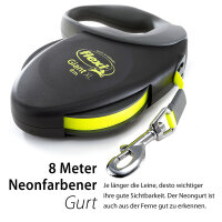 FLEXI Giant Gurtleine, schwarz/neon, L, 8 m