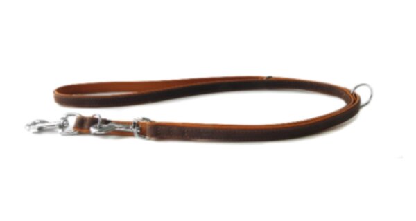 DAS LEDERBAND Verstelbare Hundeleine Roma mocca/cognac 200 cm x 14 mm