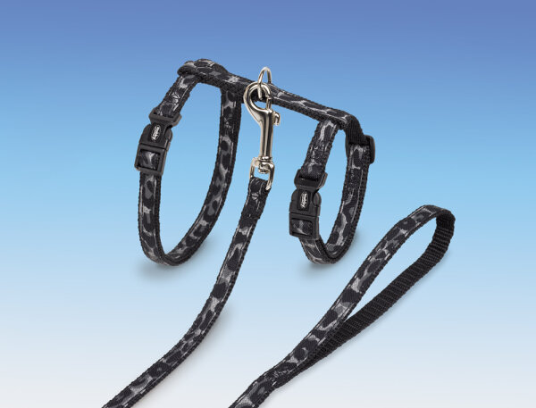 NOBBY  Katzengarnitur XL "LEO", schwarz mit Druck, 13 cm breit