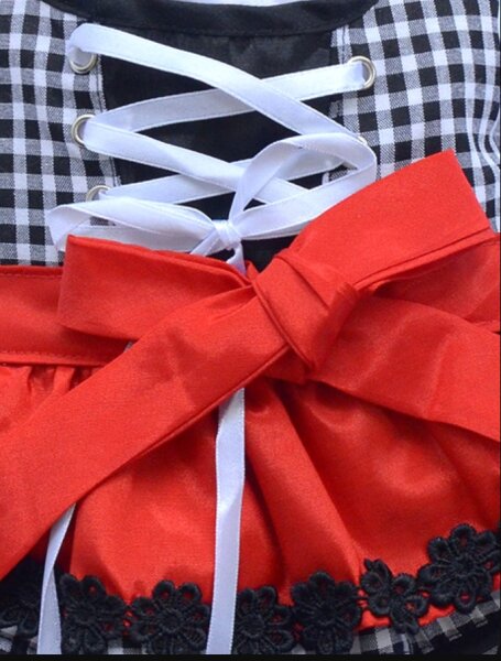 DoggyDolly DL001 Dirndl für Hunde schwarz-weiß Gr. XXS