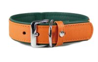 Das Lederband Hundehalsband Milano orange/forest,...