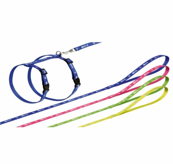KARLIE  Katzengeschirr "Art Sportiv", blau mit Fisch Motiv, L: 110 cm, B: 10 mm