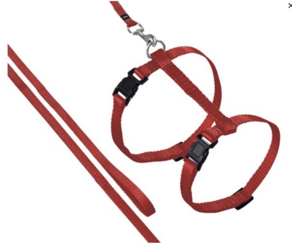 KARLIE  Katzengeschirr mit Leine Sportiv, rot, L: 110 cm, B: 10 mm