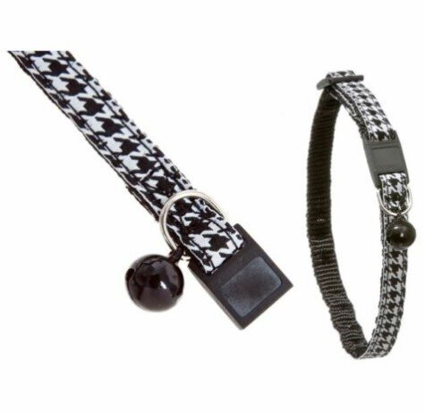 KARLIE  Katzenhalsband, schwarz - weiß kariert, L: 20 - 30 cm, B: 10 mm