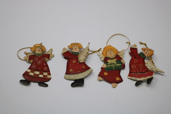 4 Stk. Weihnachtsaufhänger aus Metall Engel ca.7cm
