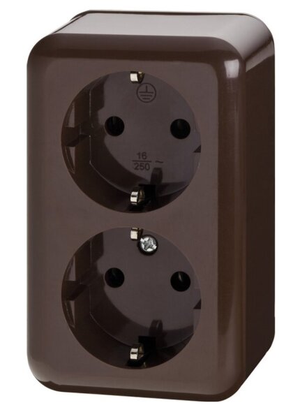 Steckdose Aufputz 2-Fach Braun