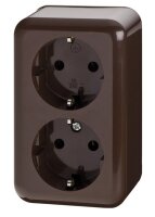 Steckdose Aufputz 2-Fach Braun