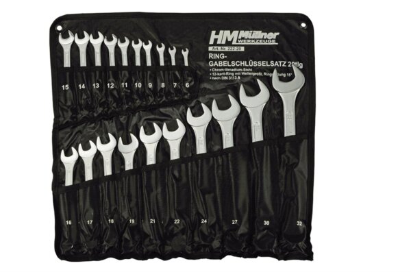 HM-MÜLLNER Ring-Gabelschlüsselsatz, 20-tlg., 6 bis 32 mm