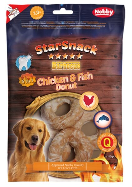 Hunde - Leckerli NOBBY StarSnack Chicken & Fish Donut 240 g, Ø 10 - 11 cm
