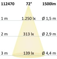 ISOLED LED Einbaustrahler, silber, 15W, 72°, rund, neutralweiß, dimmbar