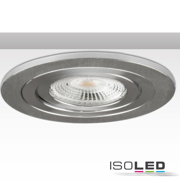 ISOLED Einbaurahmen BRUSH rund, Lochausschnitt 78mm, Alu gebürstet, für GU10/MR16 Spots