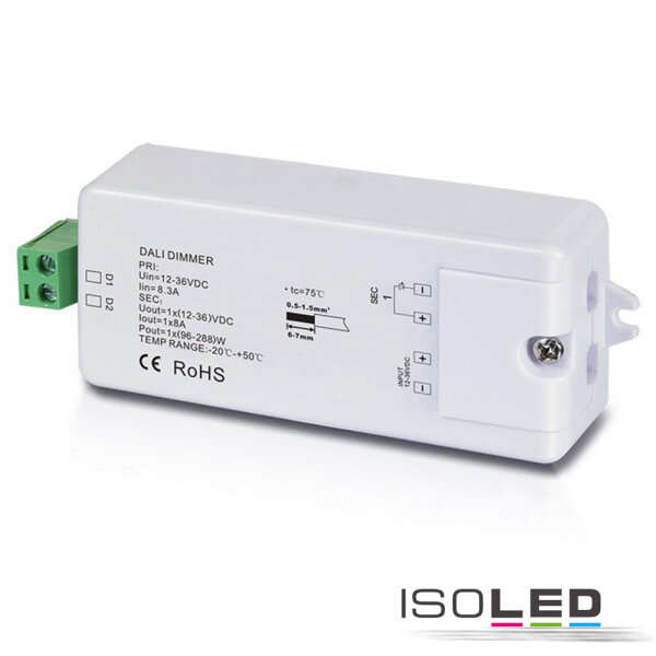 ISOLED DALI 1 Adresse PWM-Dimmer 12-36V, 1 Kanal, 12-36V 8A, 48V 4A