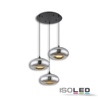 Hängeleuchte Metall schwarz, oval, Glas chrom, 3xE27...